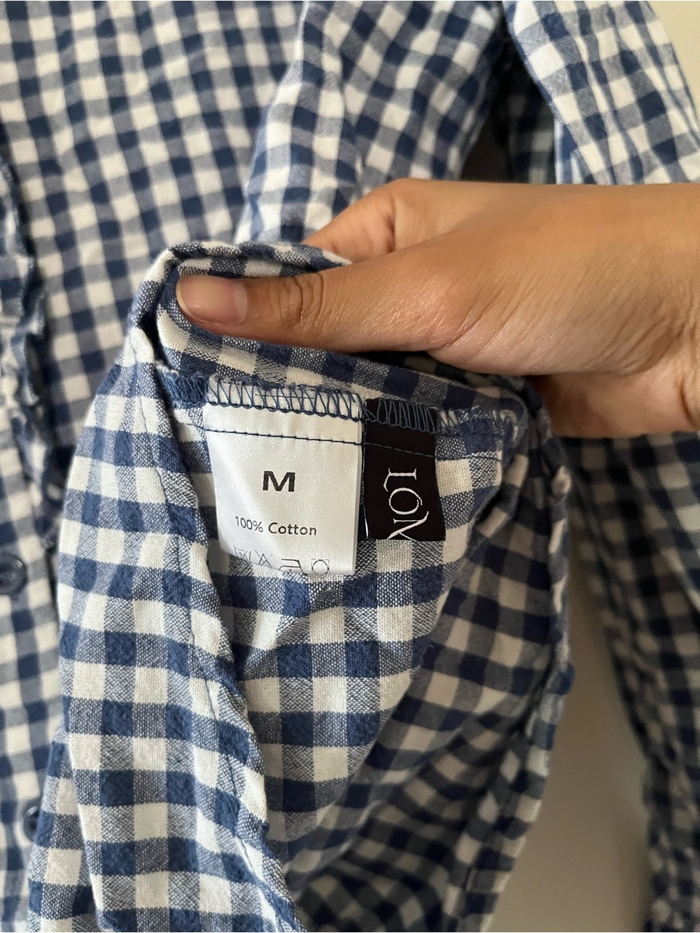 100% Cotton Blue White Gingham Ruffle Button Up Shirt Medium Cottagecore Western - Picture 2 of 7